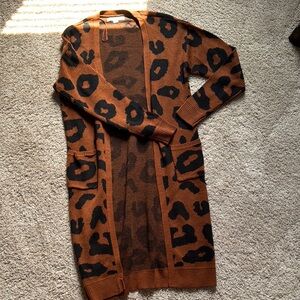 Leopard Print Long Cardigan